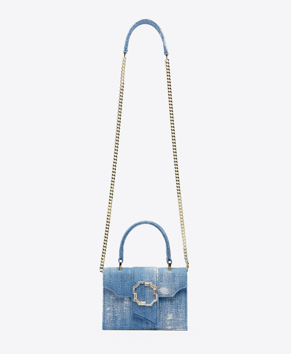 Women's Audrey Blue Denim Mini Square Handbag Malone Souliers
