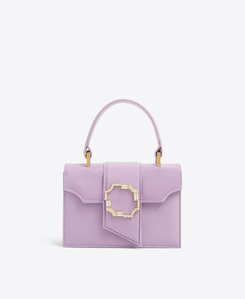Mini Lilac Square-Top Satin Handbag Malone Souliers